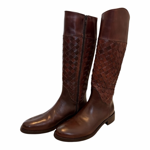 Sesto Meucci Shoes - Sesto Meucci Made in Italy Brown Woven Leather Knee-High Boots size 8.5N